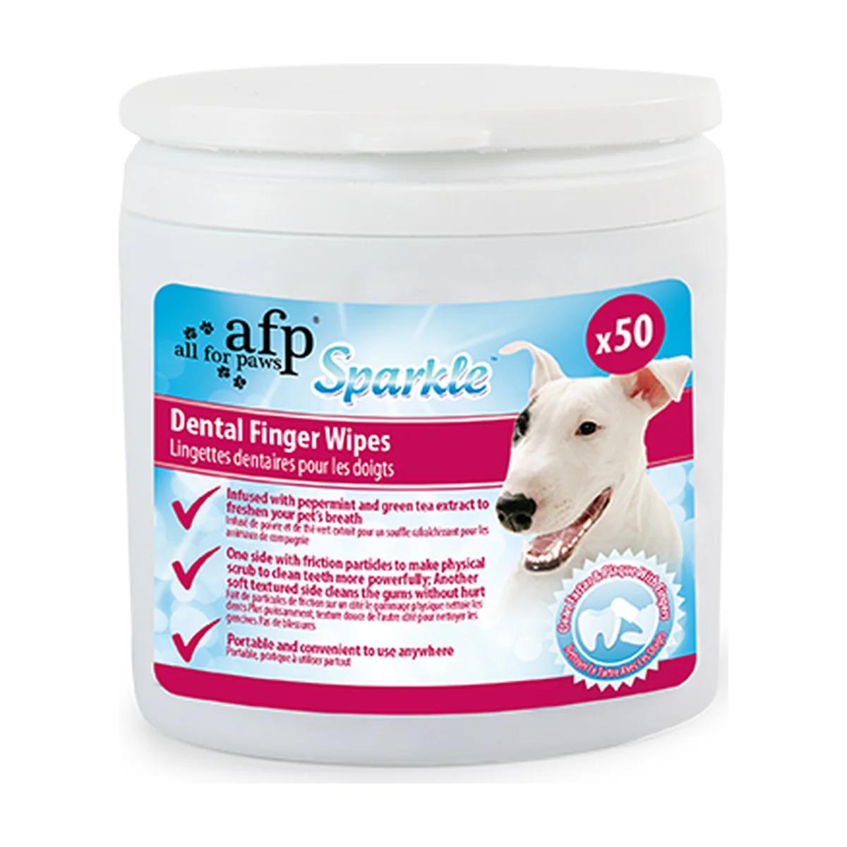 All for paws Lingettes dentaires pour les doigts pour chien 50 pièces