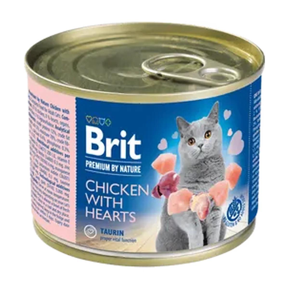 Brit Premium by Nature pâtée pour chat adulte au poulet et aux cœurs 200 g