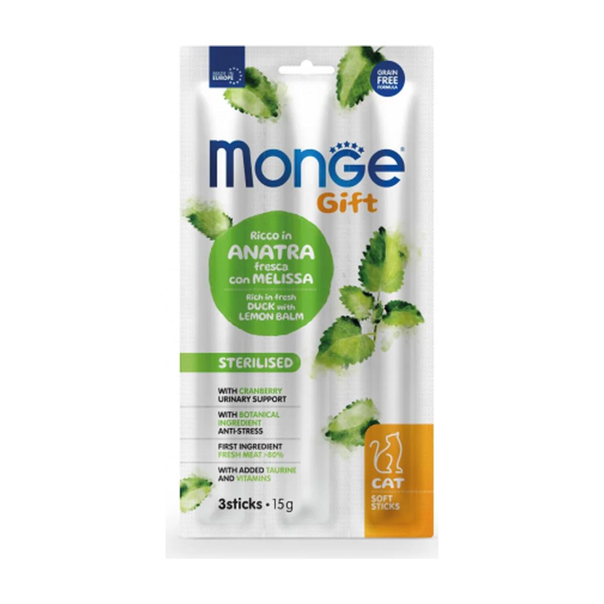Monge Gift Sterilised Adult Chat Rich In Fresh Duck With Lemon Balm Soft Sticks 15 g, Monge à Casablanca