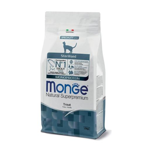 Monge Natural Superpremium Monoprotein Croquettes Chat Stérilisé Truite 1,5 kg, Monge à Casablanca