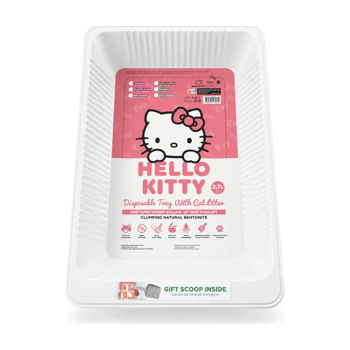 Bac à litière et Pelle jetable pour chat avec litière pour chat et poudre pour bébé 2,7 L
