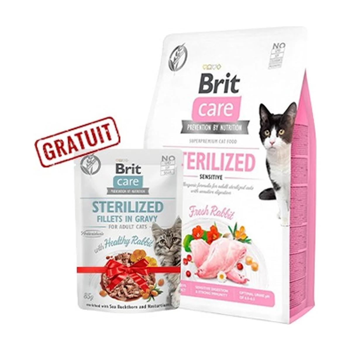 Brit Care Chat Sterilized Sensitive Sans Cereales 400 g +Pochon Gratuit