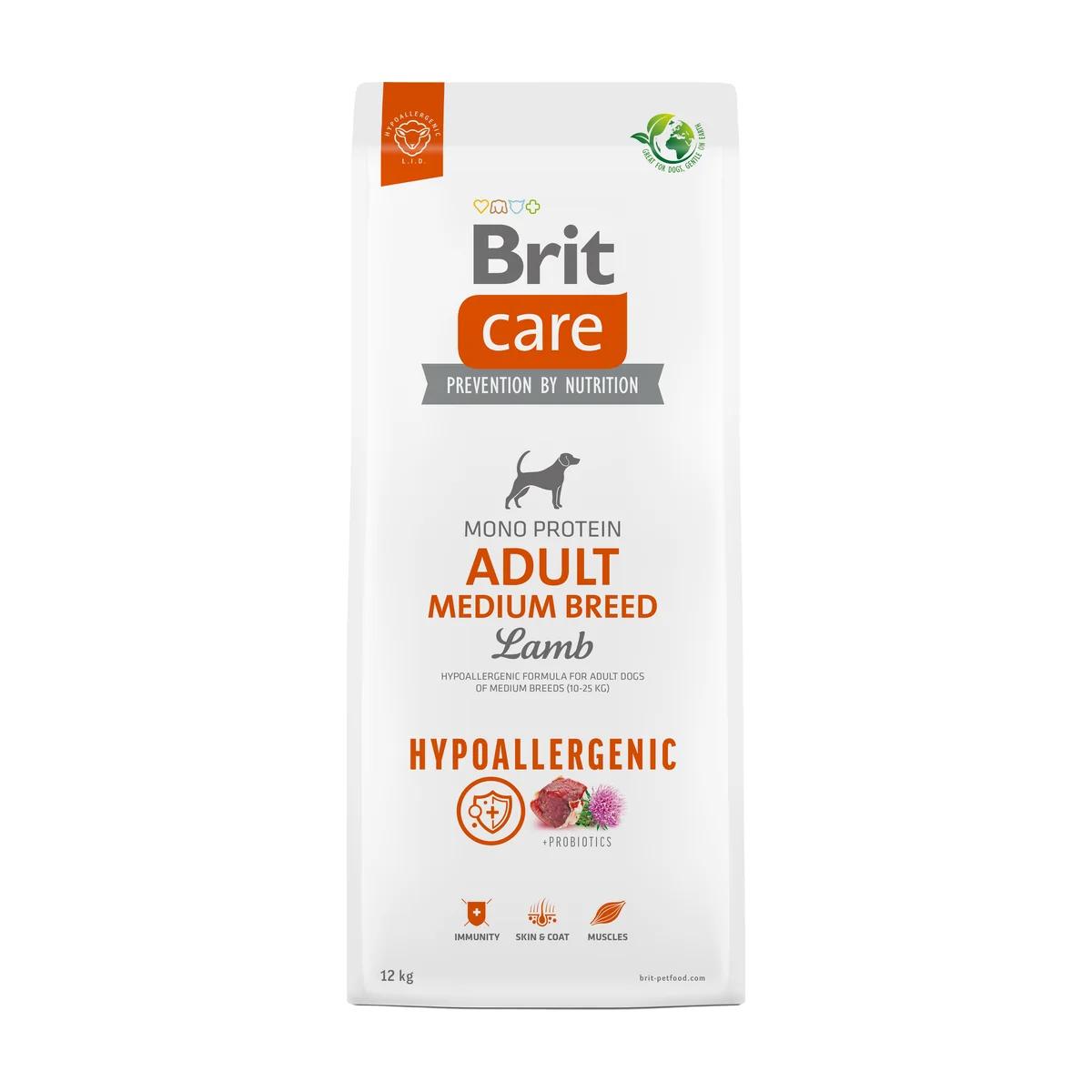 Brit Care Croquettes hypoallergéniques pour chien adulte de race moyenne, agneau et riz 12 kg
