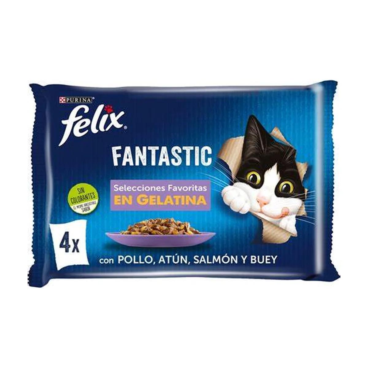 Felix Fantastic Poulet, Thon, Saumon, Bœuf – 4x85 g