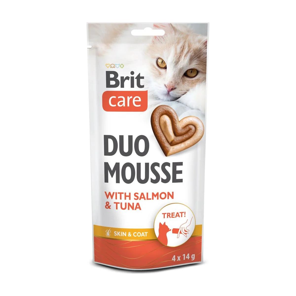 Brit Care Duo Friandise Mousse Saumon Thon pour Chat Skin and Coat 4x14 g