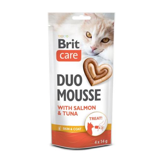 Brit Care Duo Friandise Mousse Saumon Thon pour Chat Skin and Coat 4x14 g, Brit à Casablanca
