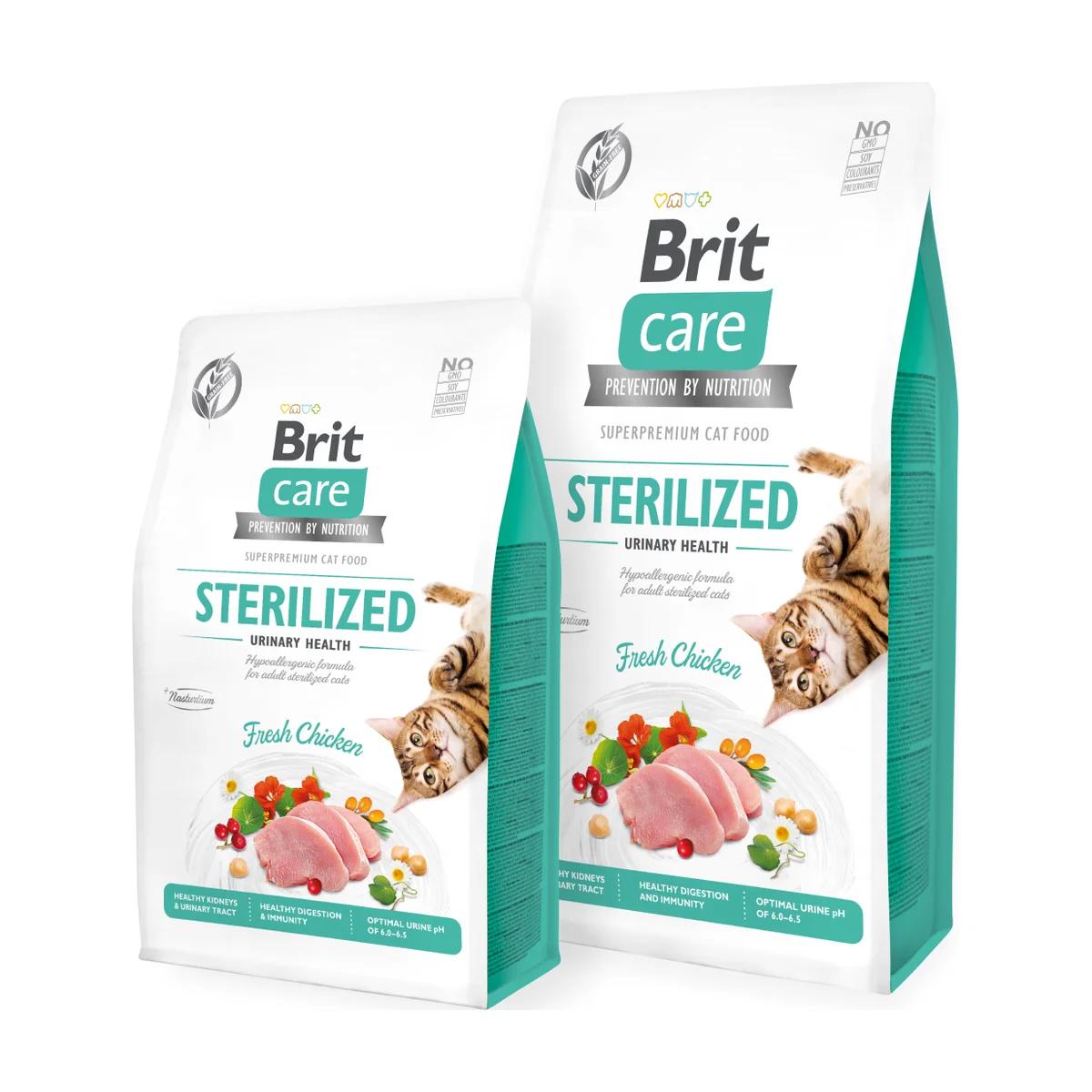 Brit Care Cat croquettes sans céréales pour chat stérilisé santé urinaire 2 kg