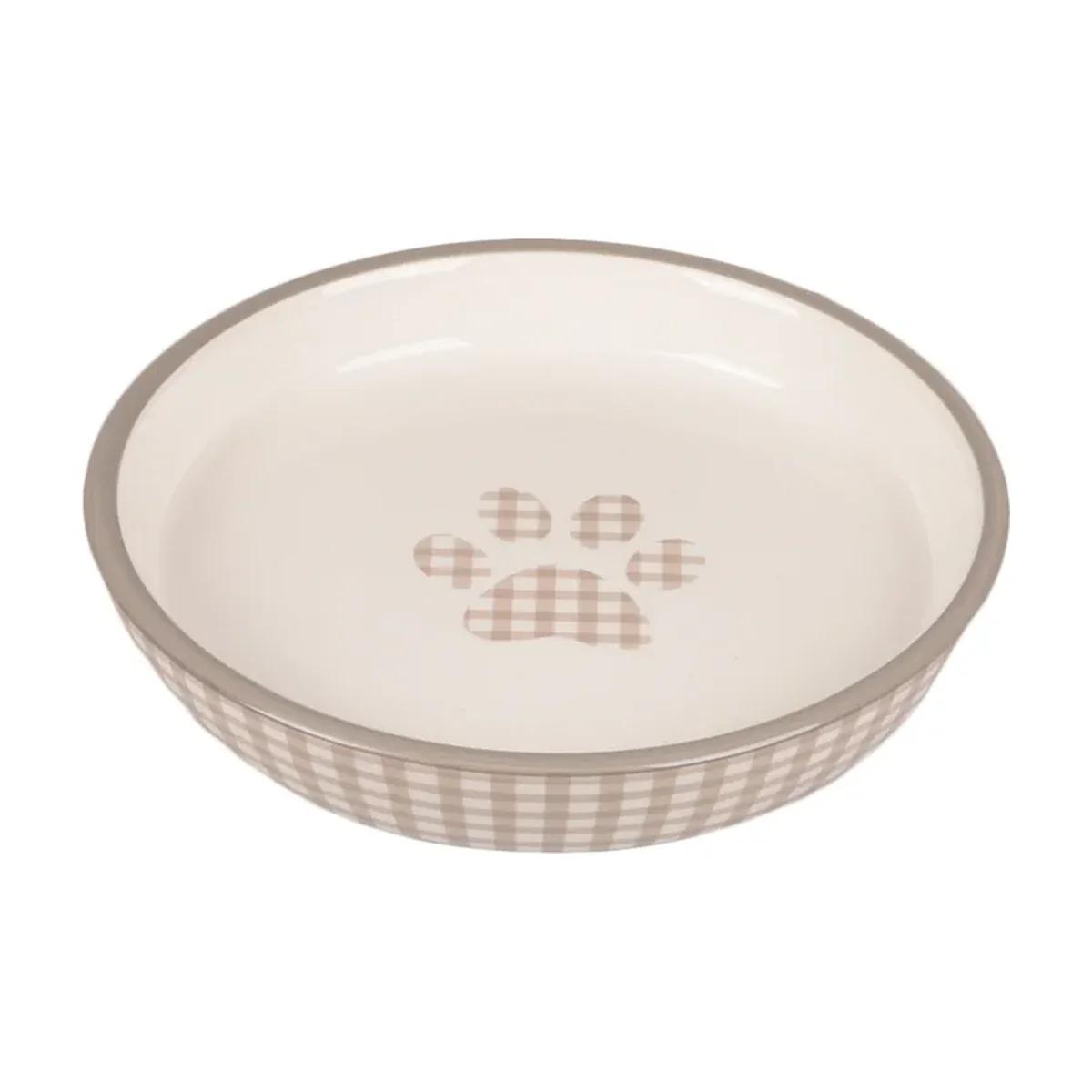 Flamingo Mylo Plat en céramique rond beige et blanc pour chat 180 ml, Flamingo à Casablanca
