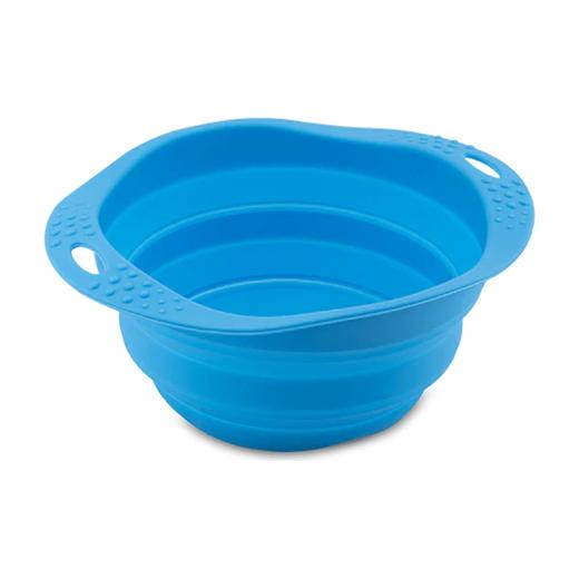 Bol de voyage pliable bleu pour chat, silicone