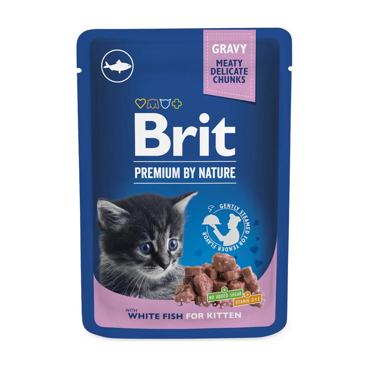 Brit Premium Aliment Humide Chatons Chunks with White Fish in Gravy for Kittens 100 g