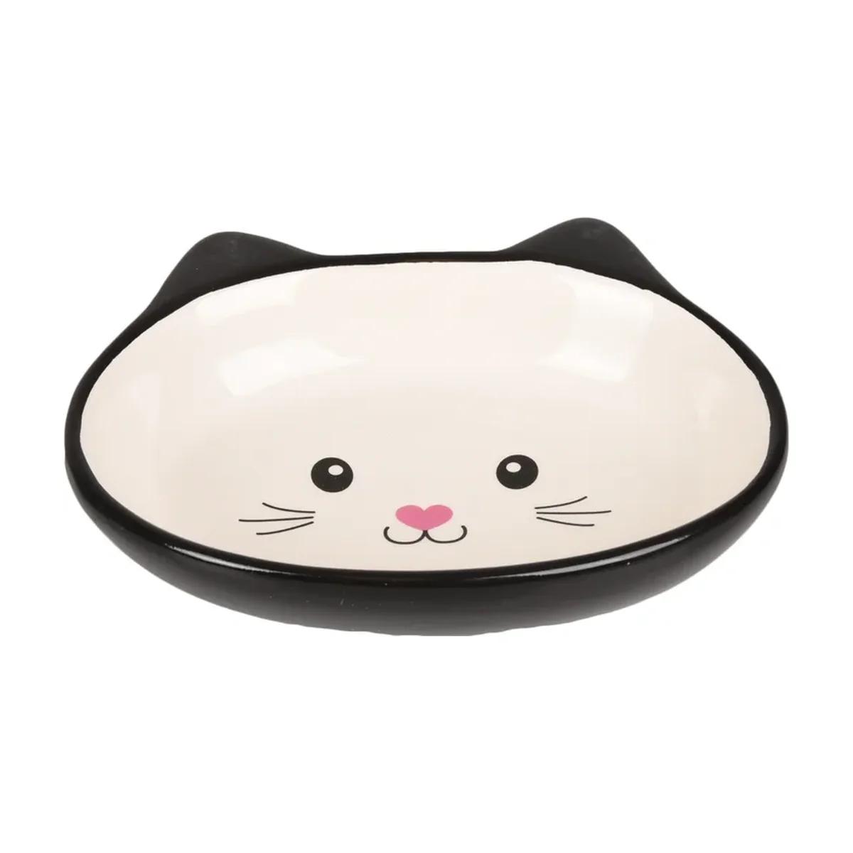 Flamingo Isa Gamelle en céramique noir et blanc pour chat 170 ml