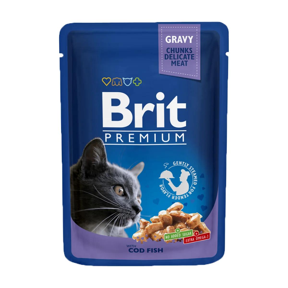 Brit Premium Cat pâtée en sachet pour chat adulte au cabillaud 100 g