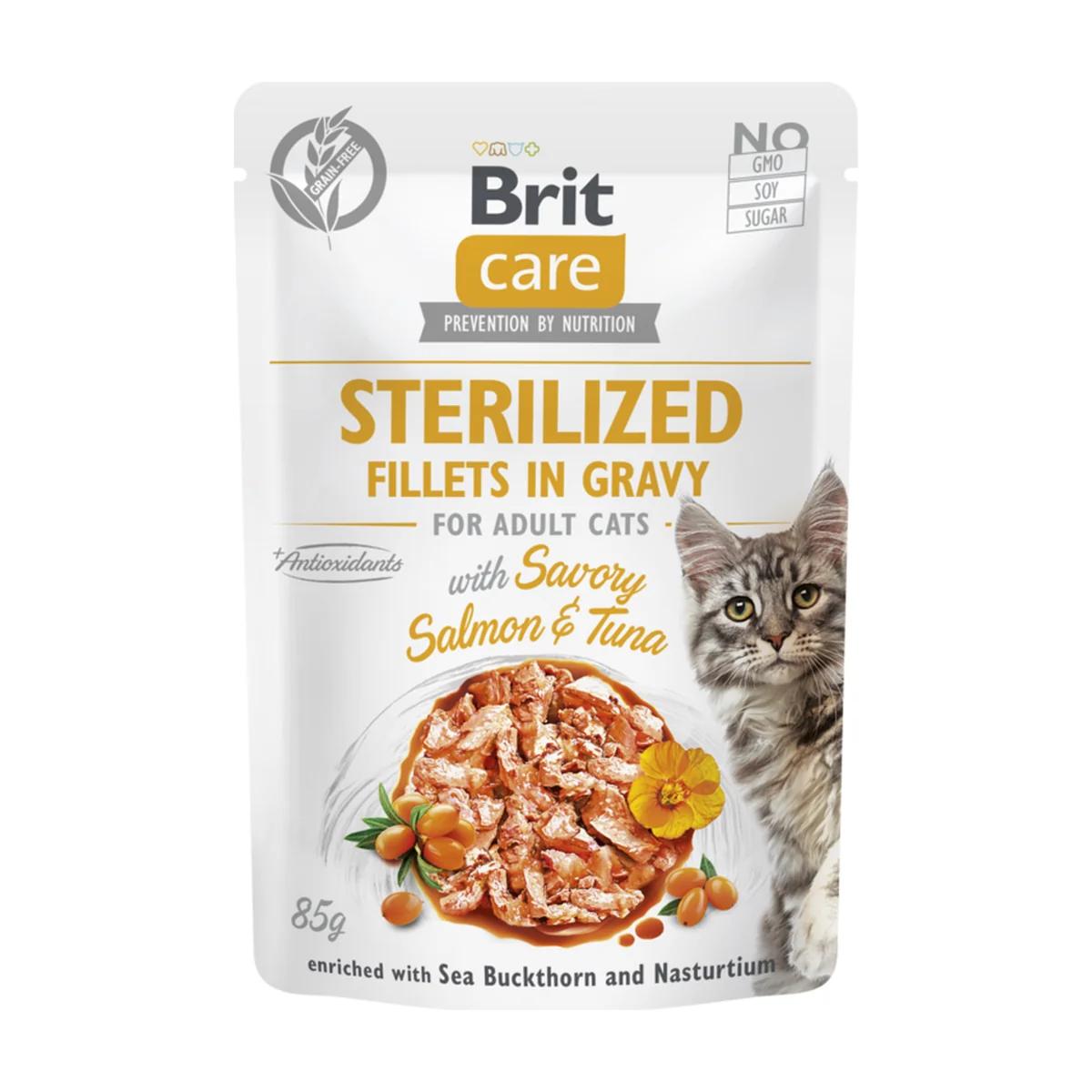 Brit Care Cat Sterilized filets en sauce au saumon et thon pour chat 85 g