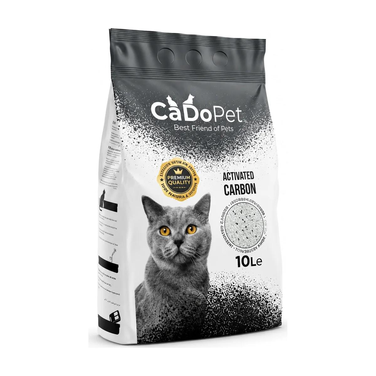 CadoPet Litière Agglomérante Bentonite pour Chat 10 L Charbon Actif