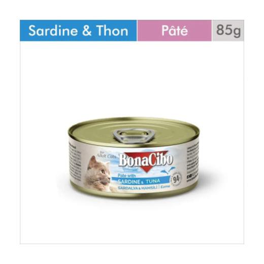 Pate BonaCibo Chat Boite 85 g – Sardine & Thon, BonaCibo à Casablanca