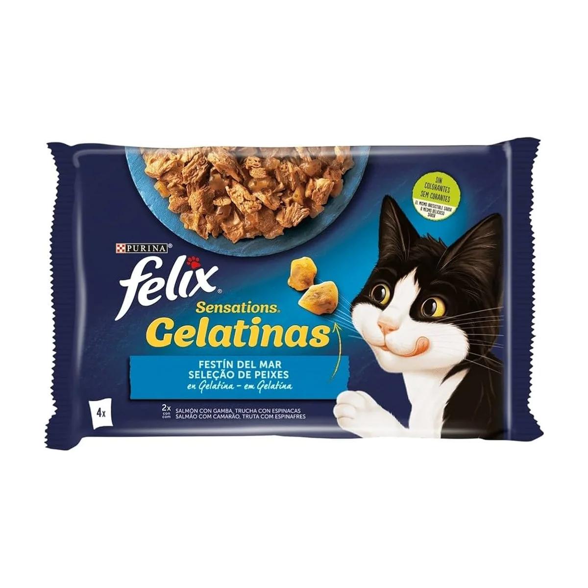 Felix Sensations Gelée – Sélection de Saumon & Crevettes (4x85 g)