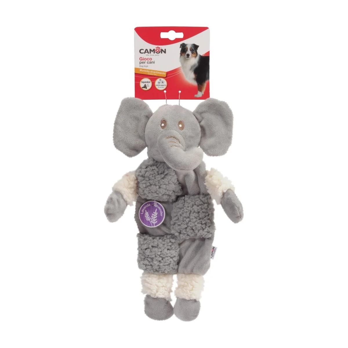 Jouet pour chien animal en peluche parfumé avec couineur, éléphant, taille moyenne 33 cm