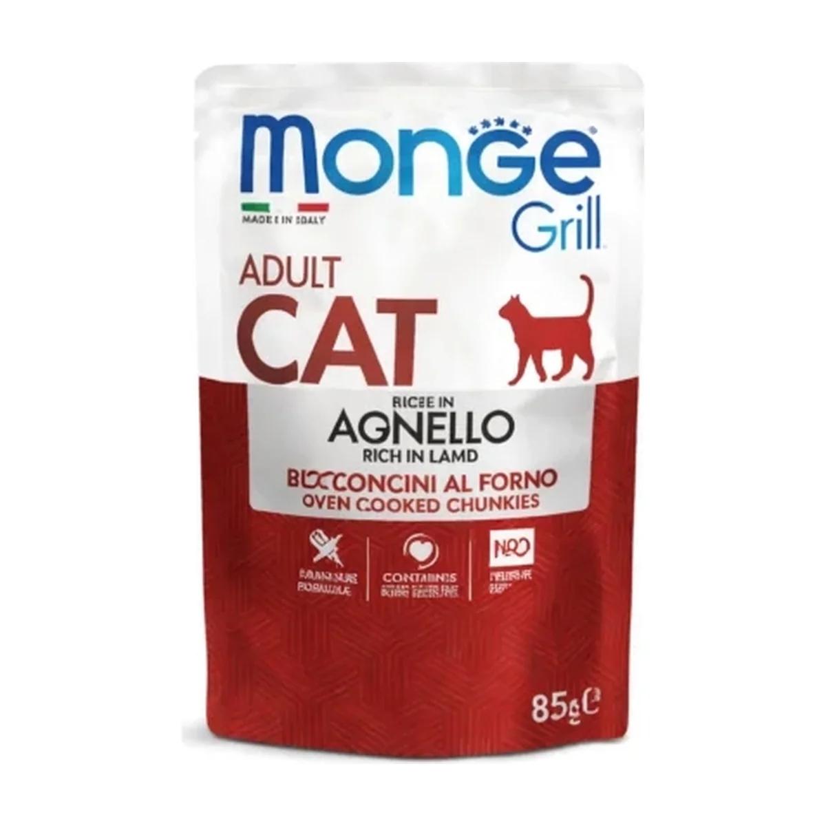Monge Grill cooked/ en Gelée Pour Chat Adulte Riches en Agneau 85 g