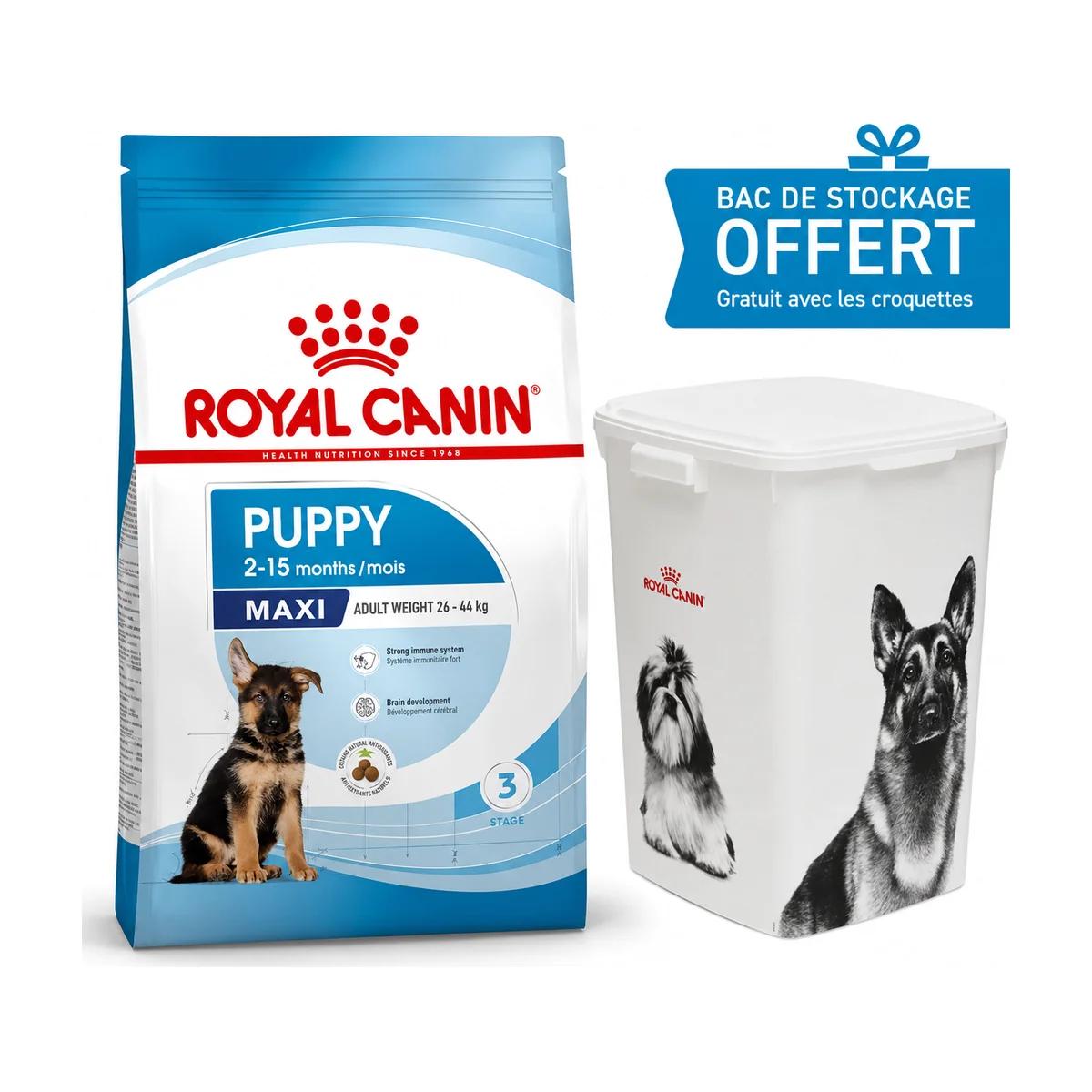 Royal Canin Maxi Puppy Croquettes Chiot 15 kg + Bac Offert