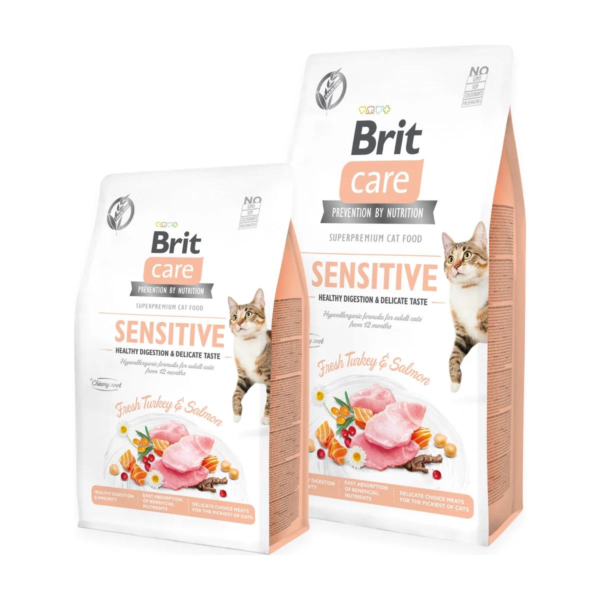 Brit Care Cat Sensitive Croquettes sans céréales pour chat adulte digestion délicate 2 kg
