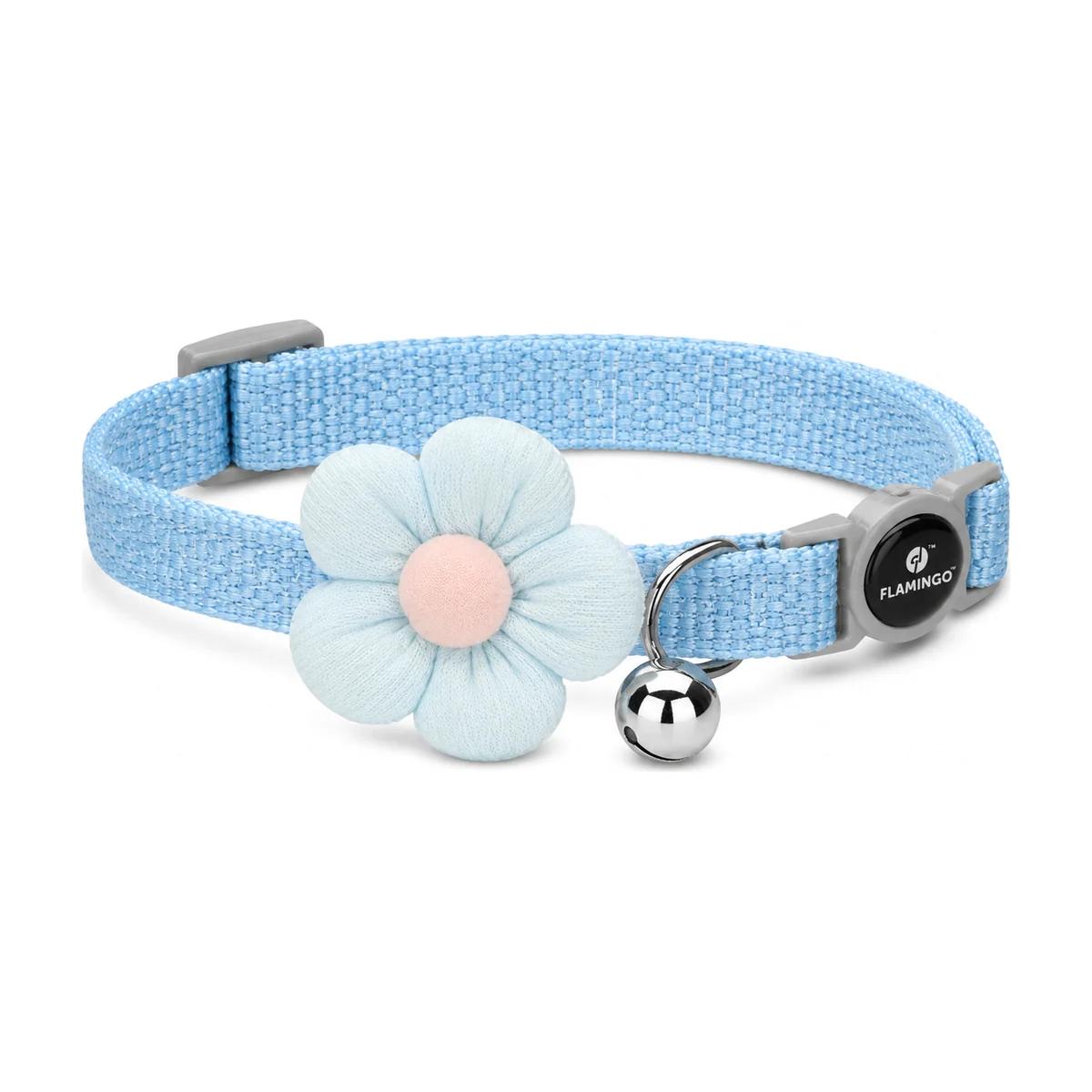 Collier pour Chat avec Fleur et Clochette Flamingo – Bleu Ciel, Flamingo à Casablanca