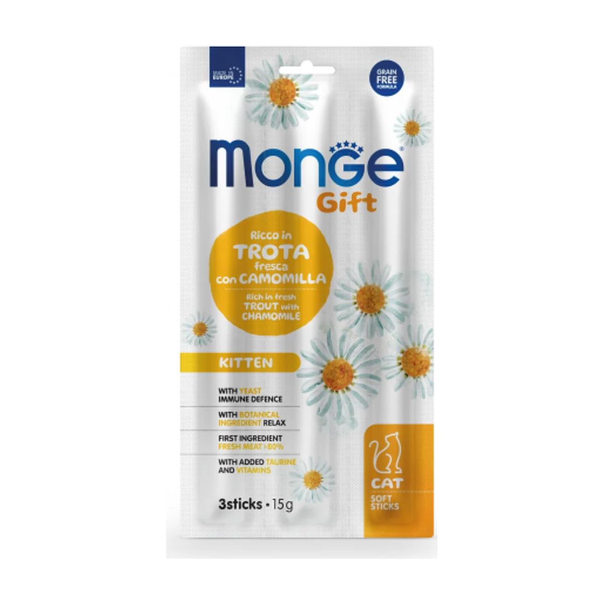 Monge Gift Kitten rich in Fresh Trout with Chamomile Soft Sticks 15 g