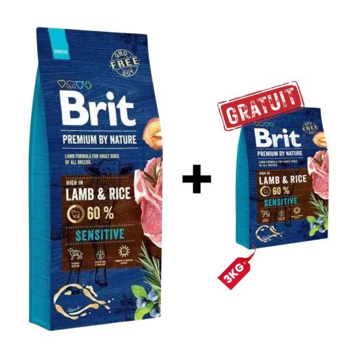 Brit Premium by Nature Sensitive Agneau et Riz 15 kg + 3 kg Gratuit, Brit à Casablanca