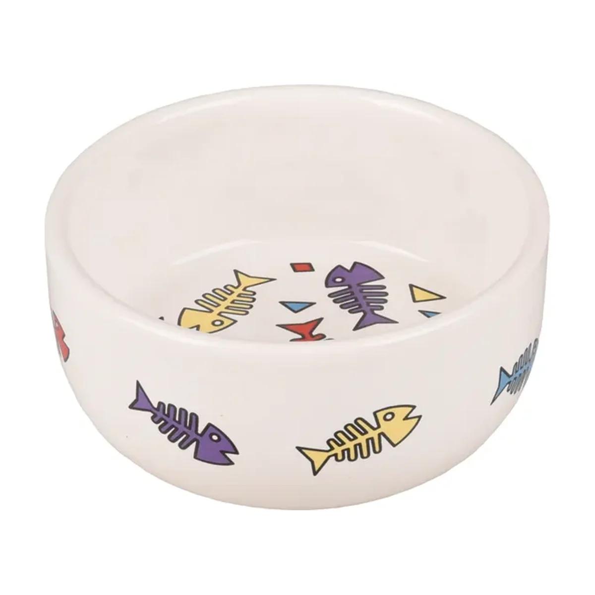 Flamingo Fisk Gamelle ronde en céramique blanche motif arêtes de poisson 375 ml