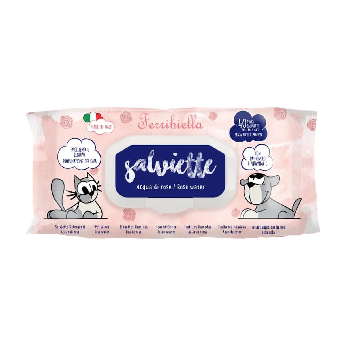 Ferribiella Lingettes à l'eau de rose pour chien et chat, 40 pièces, Ferribiella à Casablanca