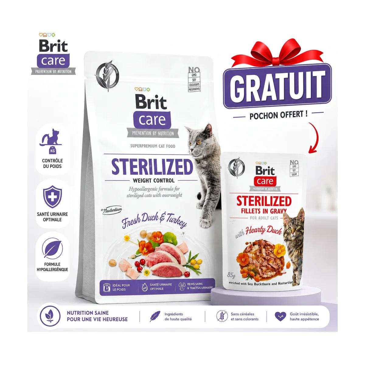 Brit Care sterilized weight control 400 g +Pochon Gratuit
