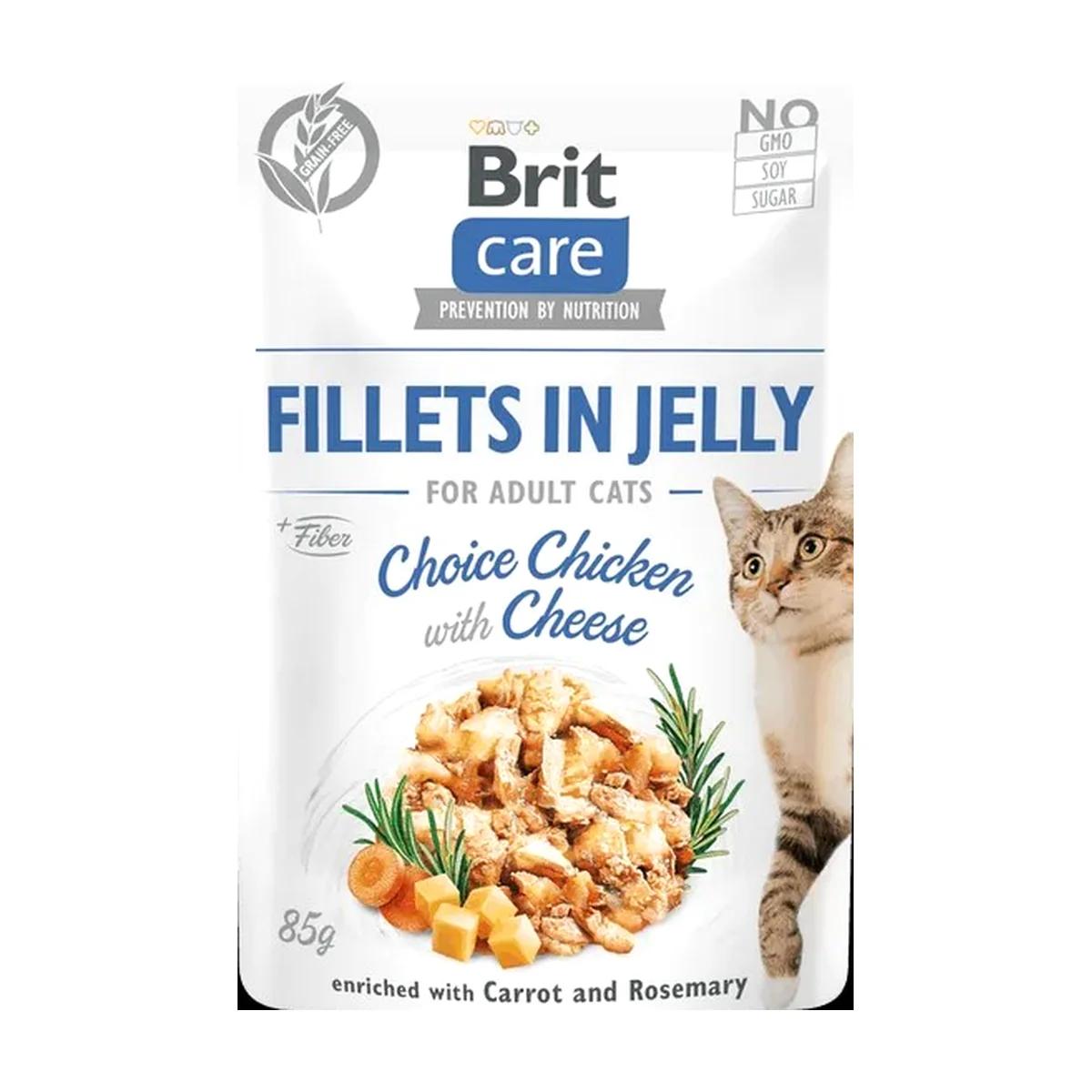 Brit Care Cat Aliment Humide Chat Fillets in Jelly Choice Chicken with Cheese 85 g