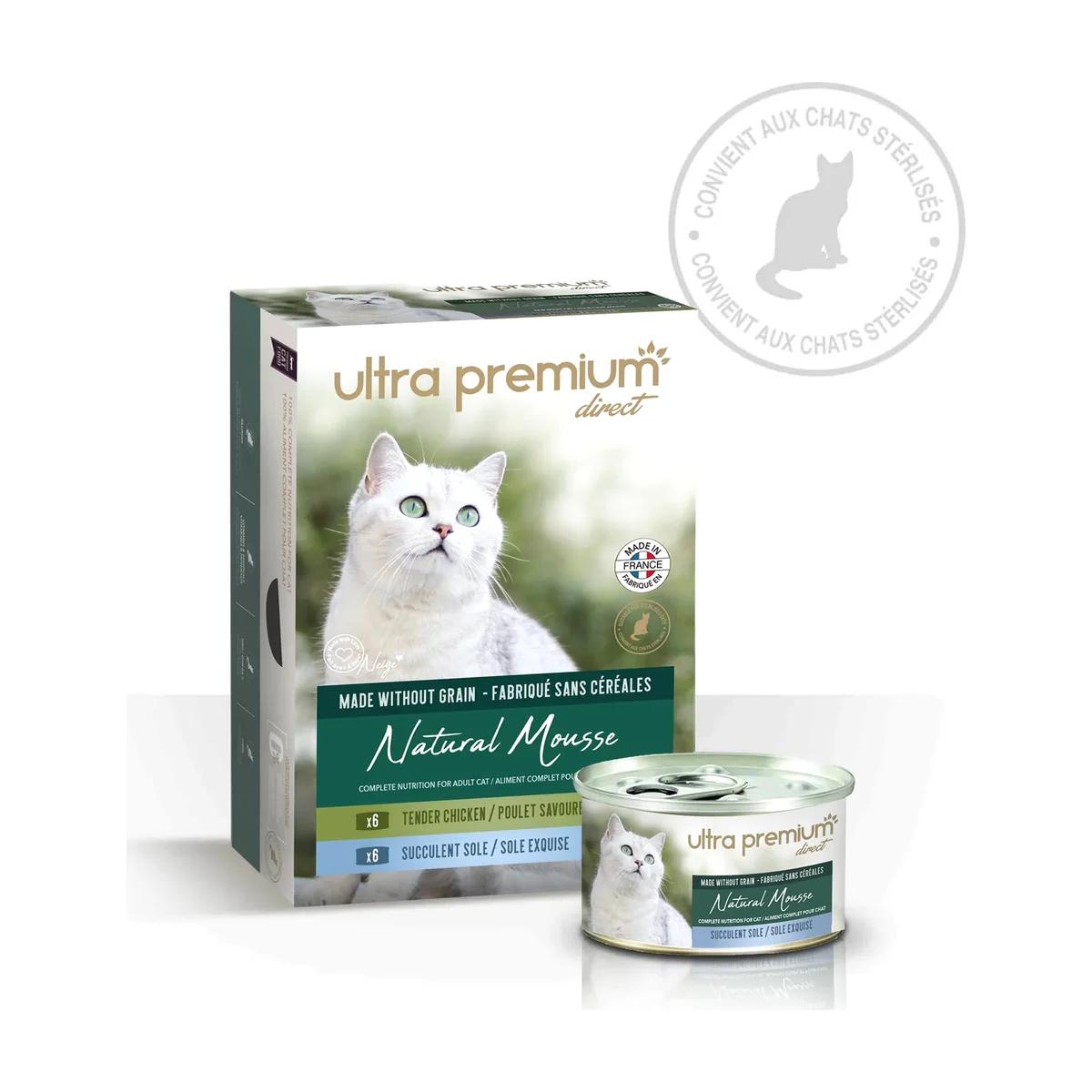 Ultra Premium Direct Mousse naturelle sans céréales pour chat à la sole 85 g