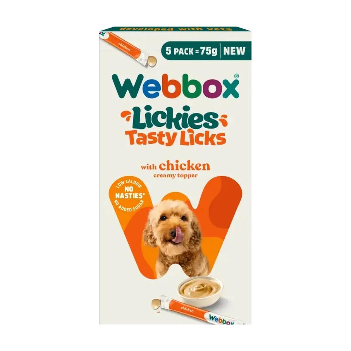Pâté crémeux au poulet Webbox Dog Lickies – 5 sachets de 15 g pour chiens adult et puppy