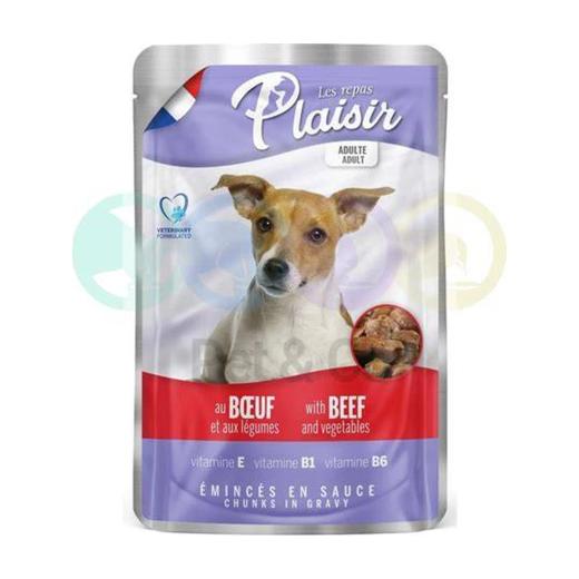 Pochon pour Chien Adulte aux Émincés de Boeuf et Légumes en Sauce 100 g – Plaisir, Les Repas Plaisir à Casablanca