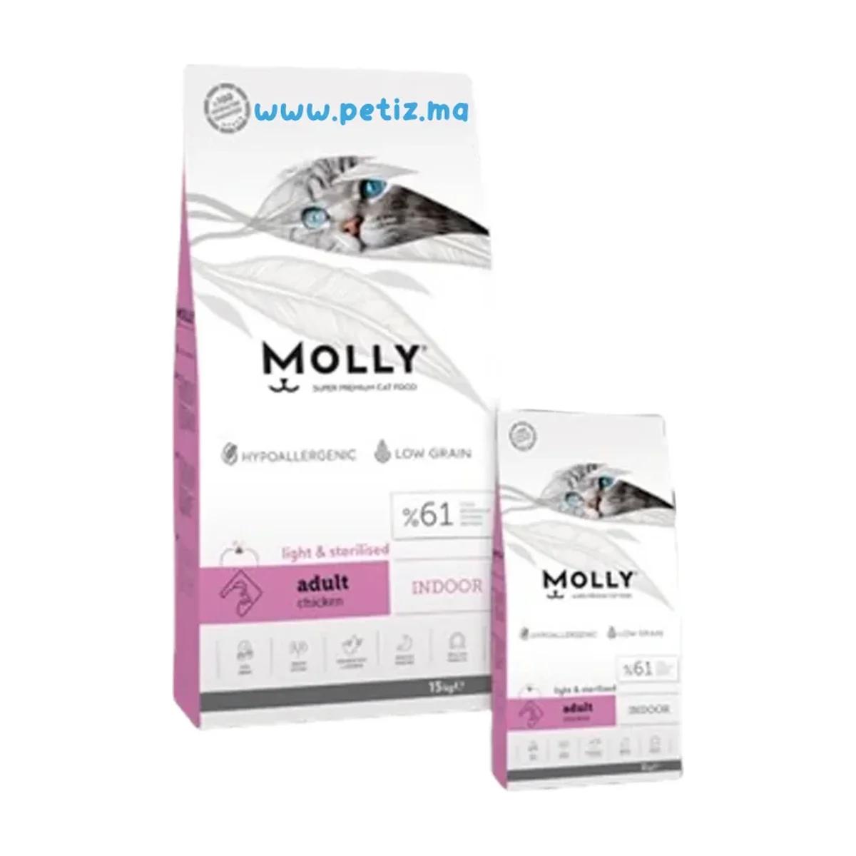 Molly Croquettes pour Chat Stérilisé Light And Sterilised 2 kg Indoor, Molly à Casablanca