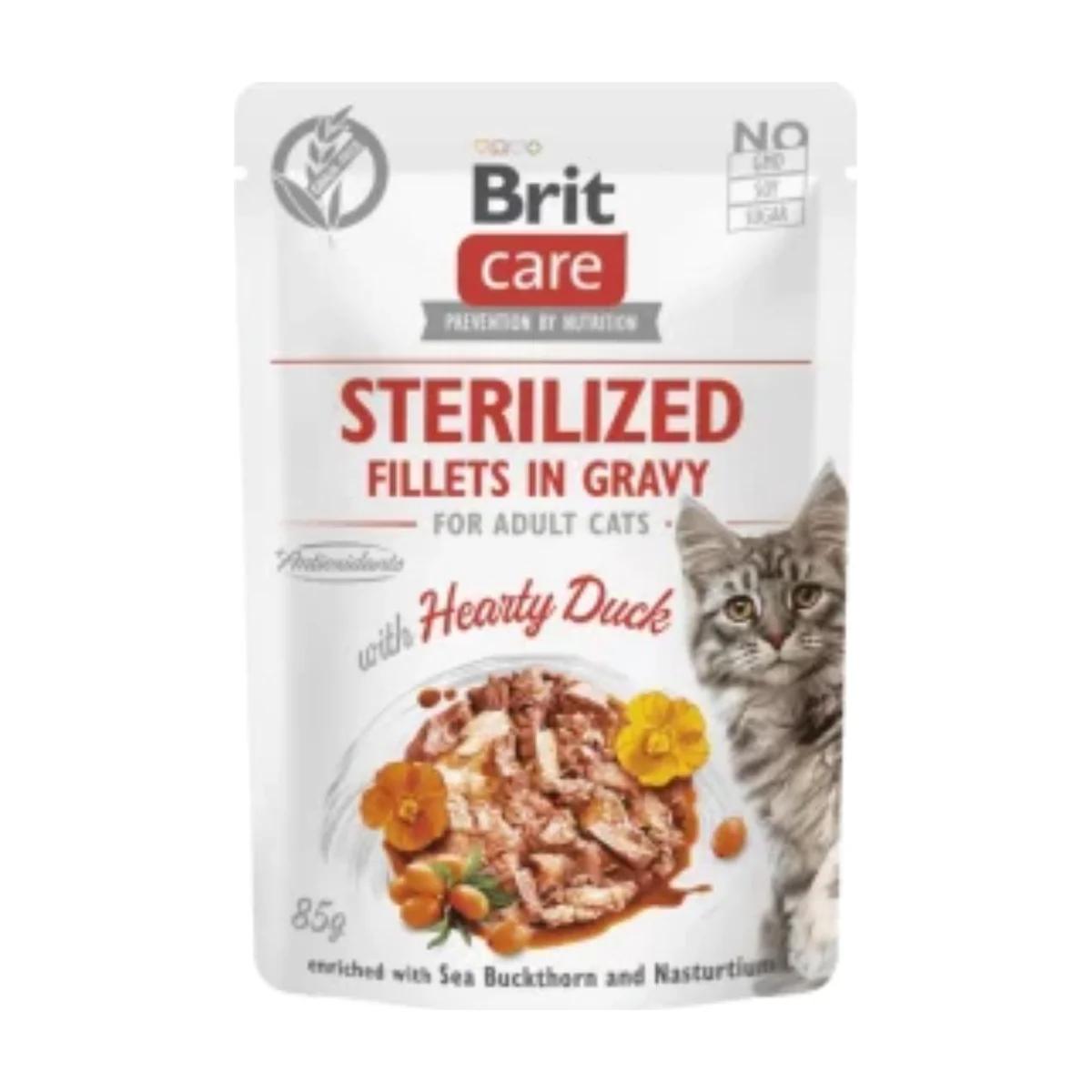 Brit Care Cat Aliment Humide Chat Sterilized. Fillets in Gravy with Hearty Duck 85