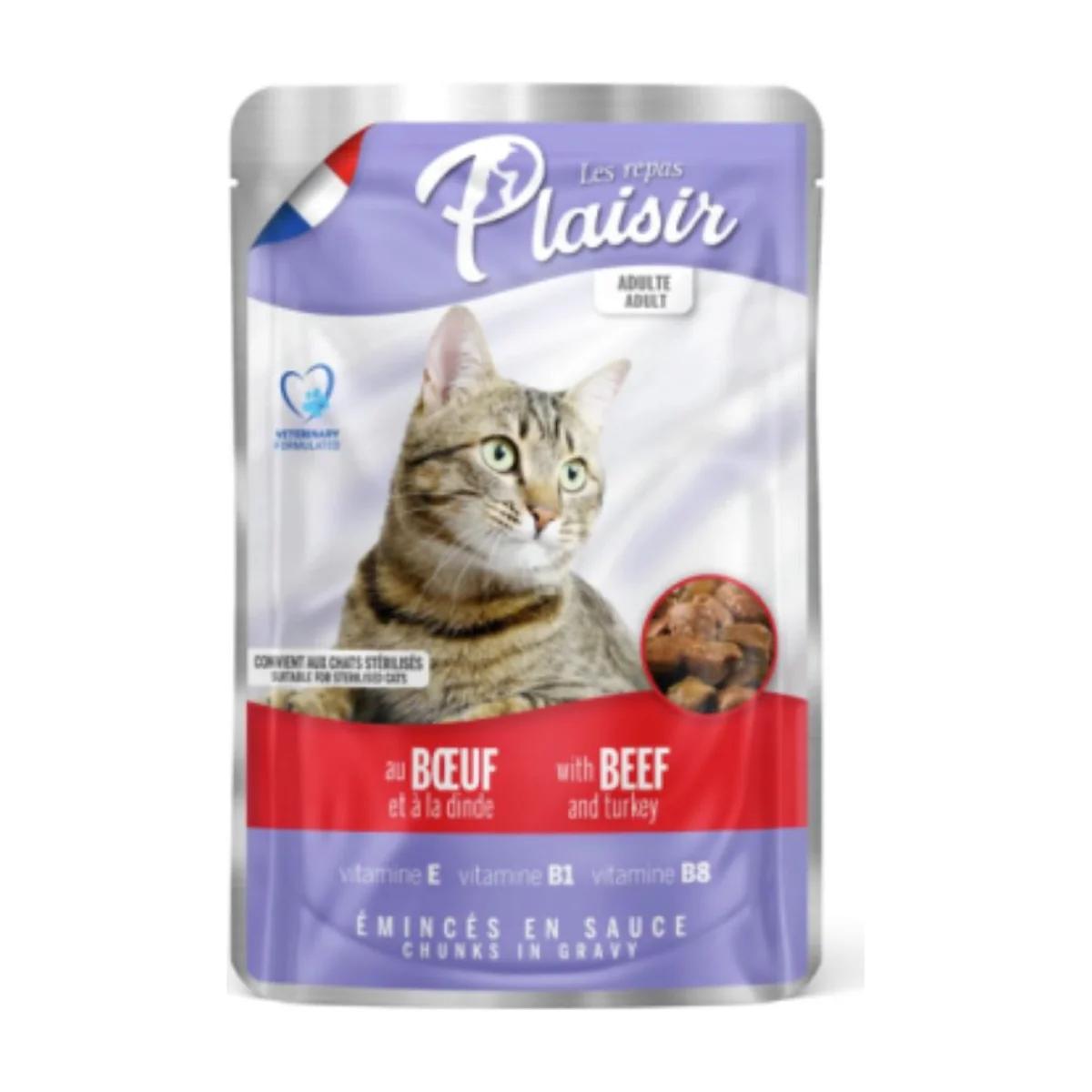 Pochon plaisir au bœuf et à la dinde pour chats 100 g, Les Repas Plaisir à Casablanca