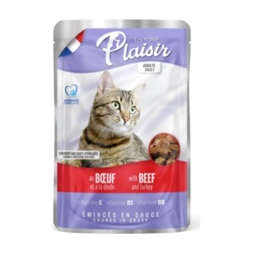 Pochon plaisir au bœuf et à la dinde pour chats 100 g, Les Repas Plaisir à Casablanca