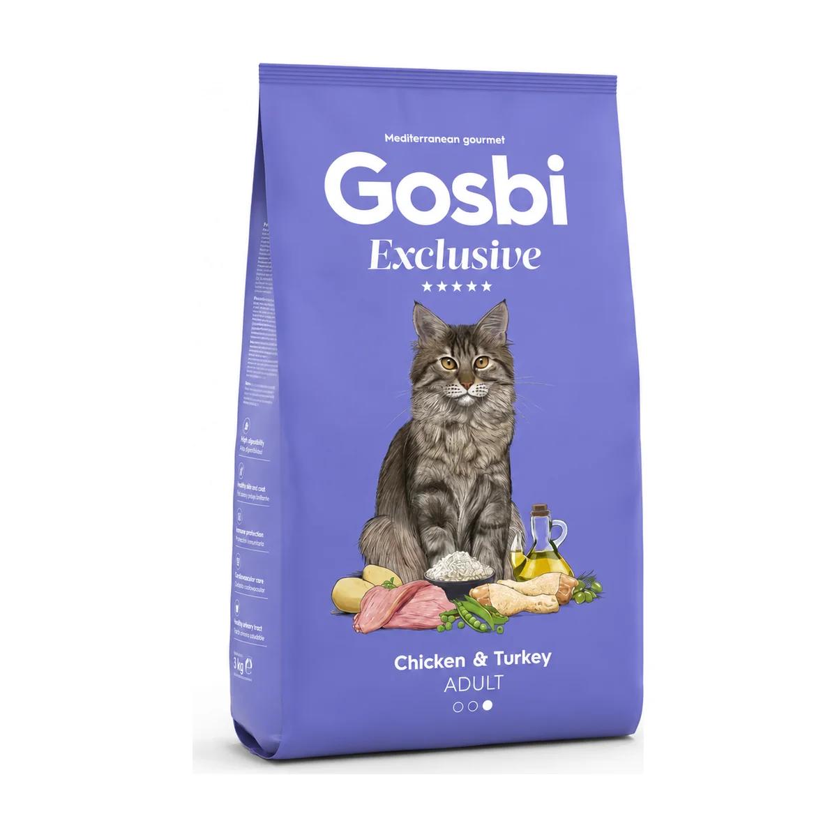 Gosbi Croquettes Exclusive Poulet et Dinde Pour Chat Adulte 400 g
