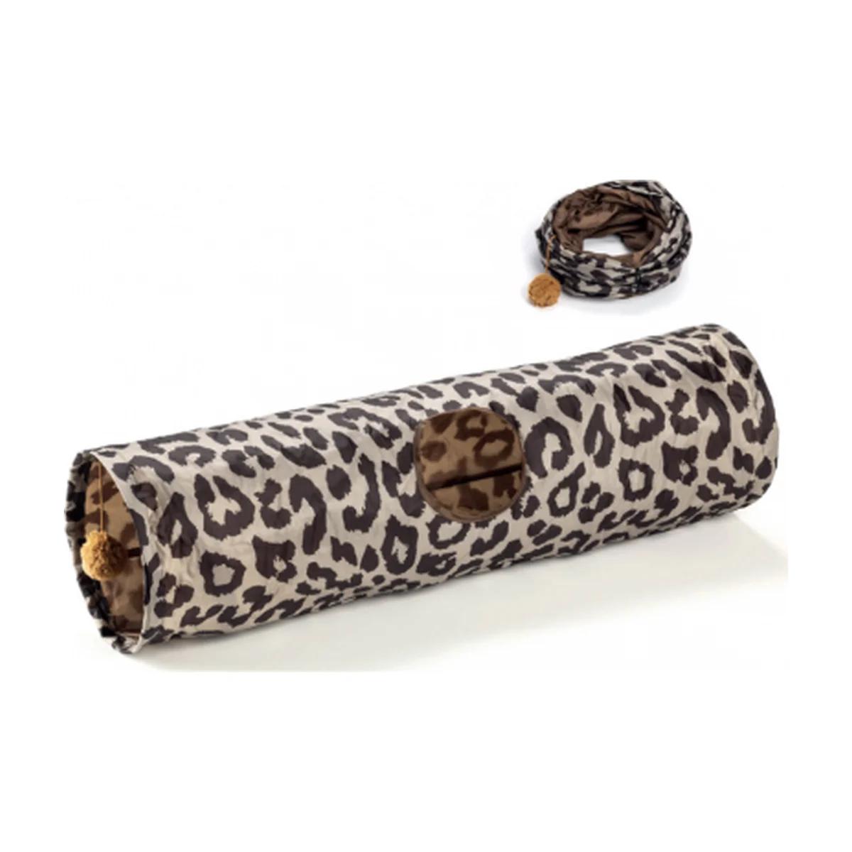 Leopet Jouet tunnel léopard avec balle en peluche pour chat 90 x Ø25 cm