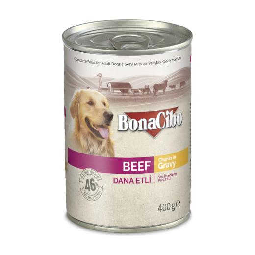 BonaCibo Pâté Premium pour chien au bœuf – morceaux en sauce 395 g, BonaCibo à Casablanca