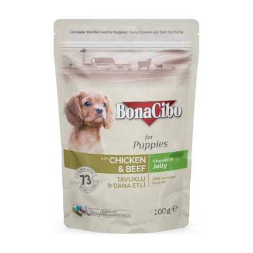 BonaCibo Morceaux en gelée Premium pour Chiot au poulet et au bœuf 100 g, BonaCibo à Casablanca