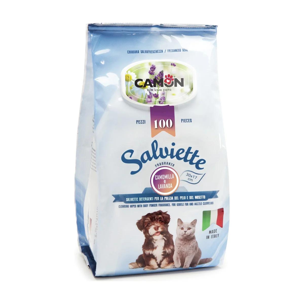 Camon Lingettes camomille et lavande format maxi pour chien et chat, 100 pièces, Camon à Casablanca