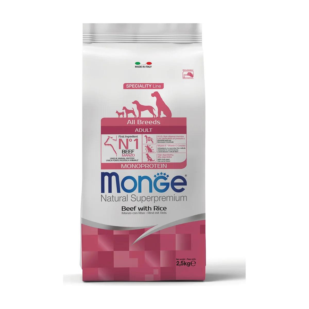 Monge Natural Superpremium Speciality Line Monoprotein Chien Adulte Bœuf & Riz – Toutes Races 2,5 kg, Monge à Casablanca