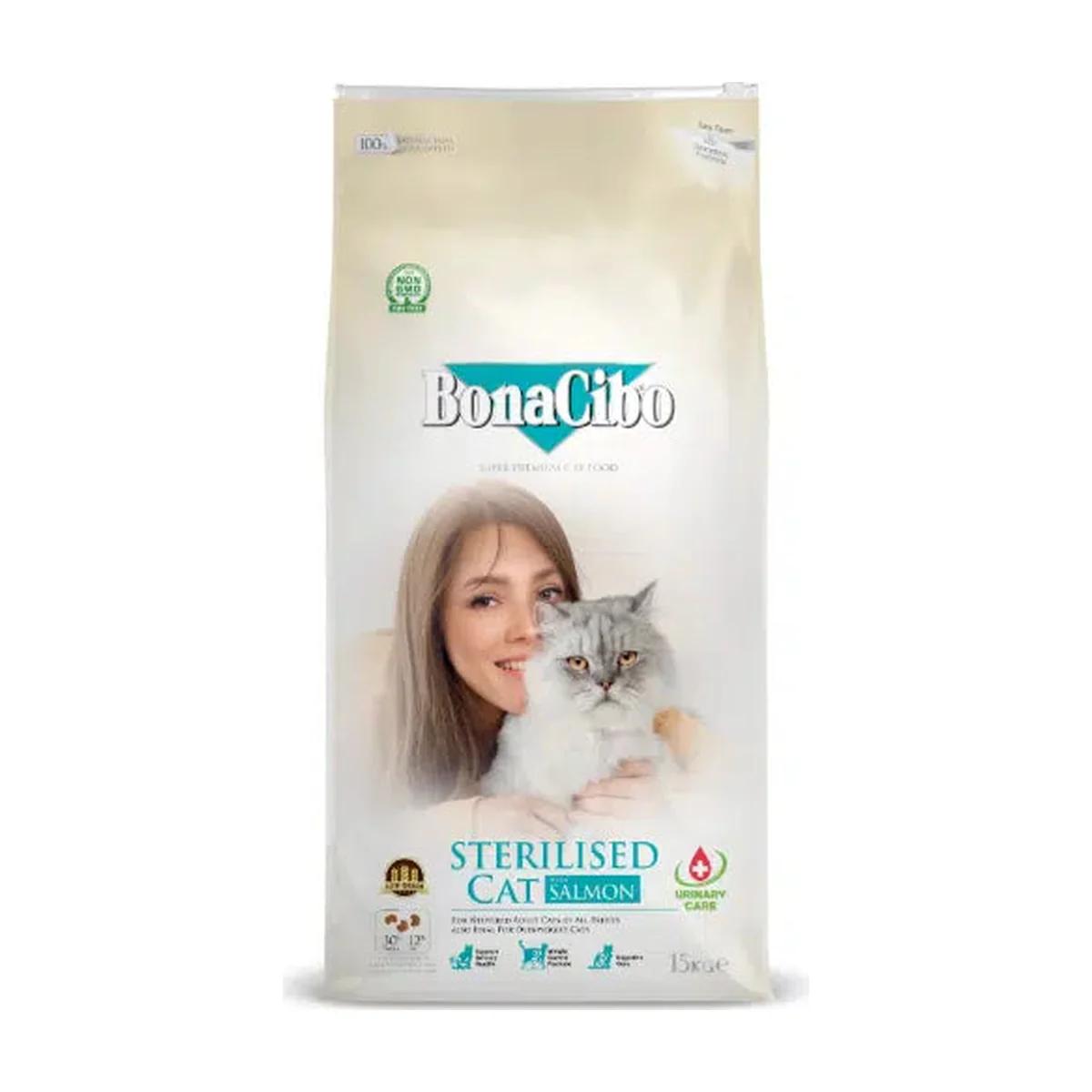Bonacibo Sterilized croquettes Low Grain light au saumon pour chat 2 kg