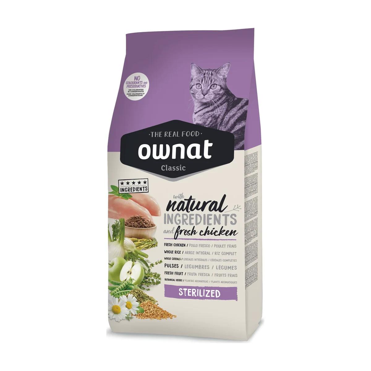 Ownat Aliment Sec pour Chat Classique Sterilised Chats 15 kg