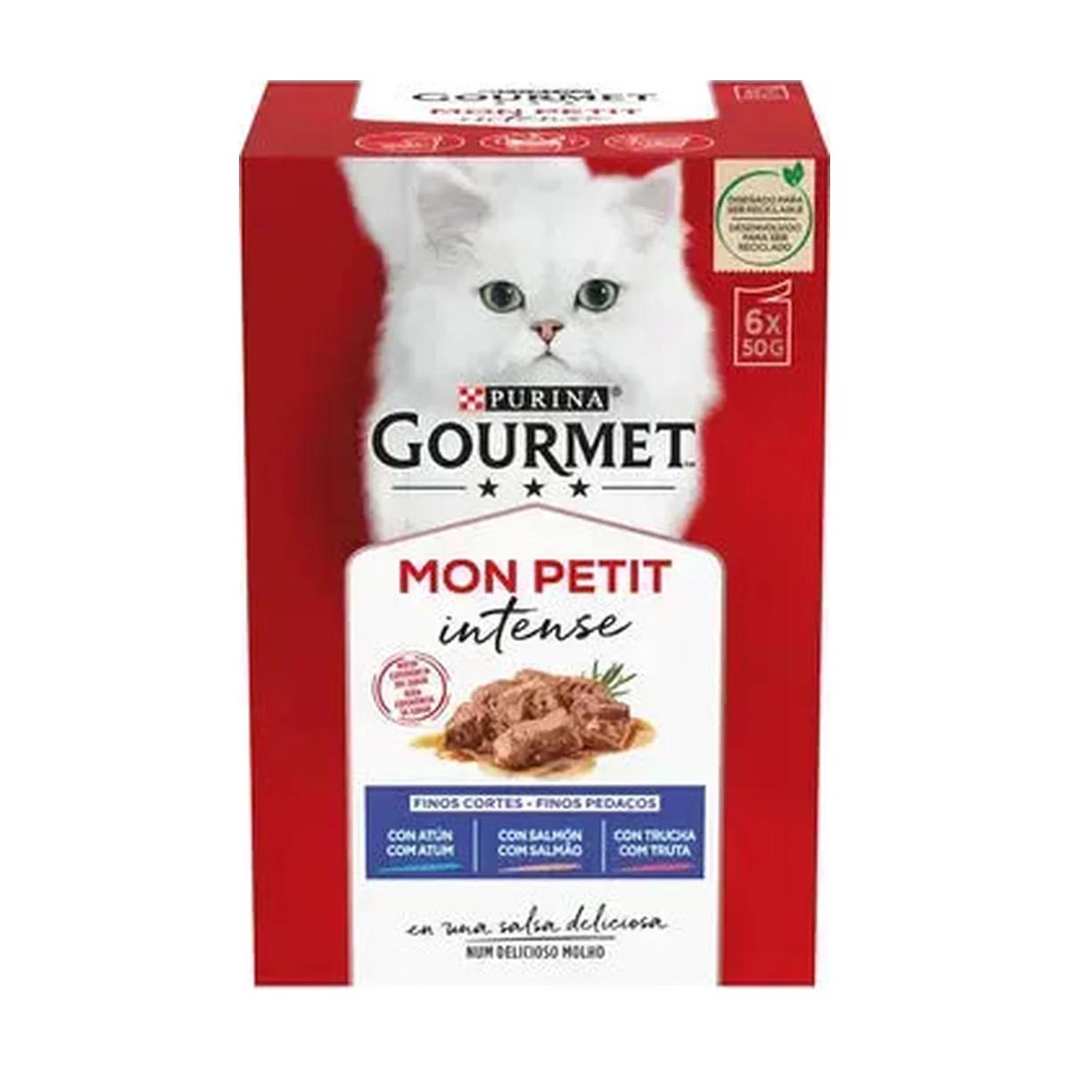 Purina Gourmet Mon Petit pâtée pour chat, sélection de poissons thon, saumon et truite 6 x 50 g