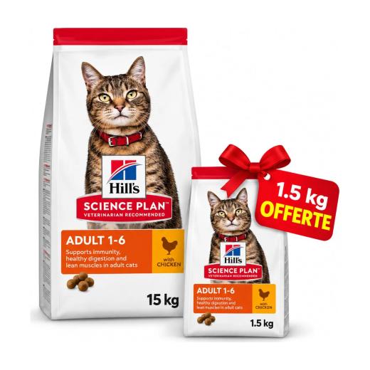Hill's Science Plan Chat Adult au poulet 15 kg +1 SAC DE 1,5 kg Gratuit, Hill's à Casablanca