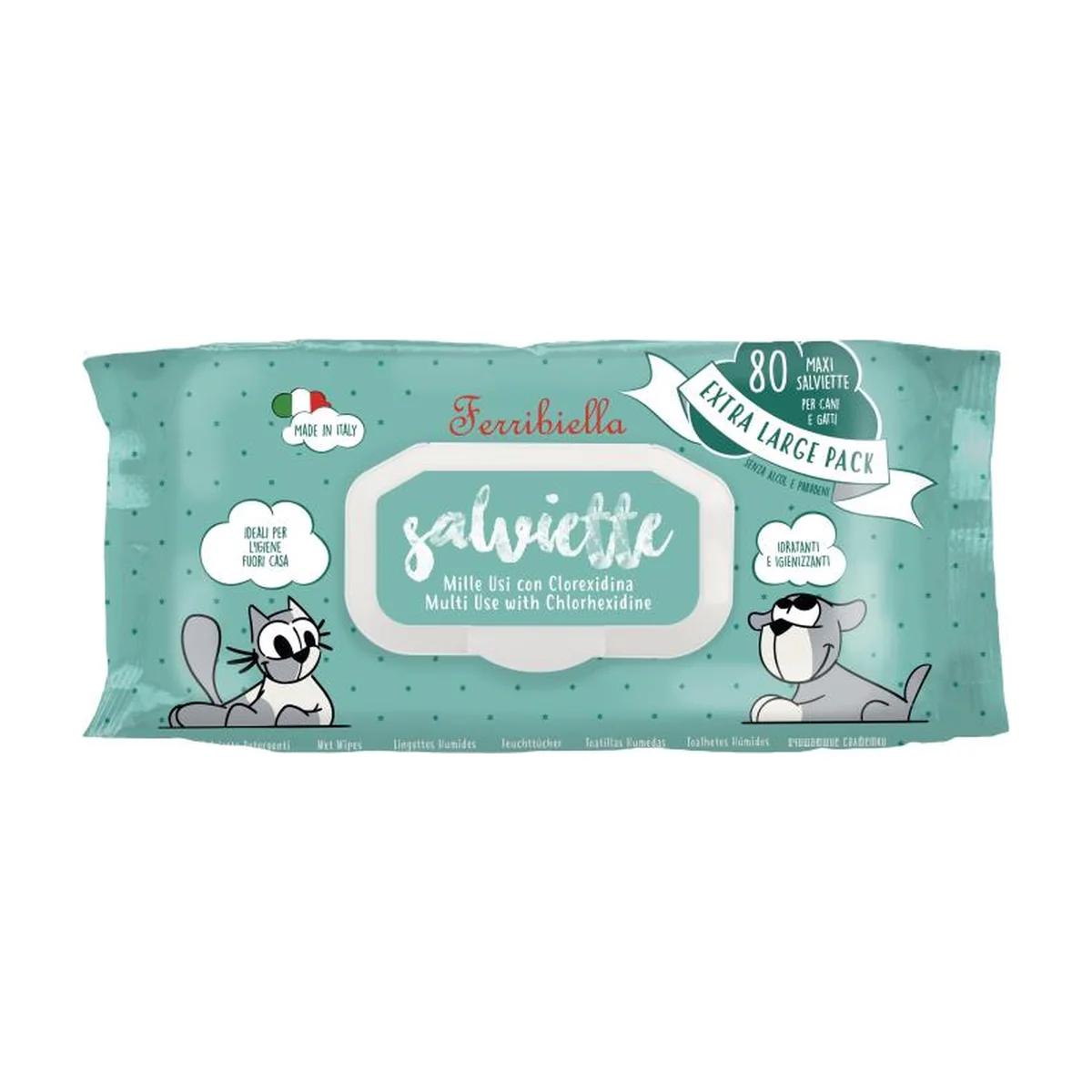Ferribiella Lingettes multi-usage à la chlorhexidine pour chien et chat, 80 pièces, Ferribiella à Casablanca