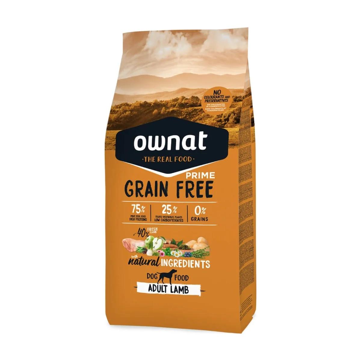 Ownat Grain Free Prime croquettes sans céréales à l’agneau pour chien adulte 12 kg